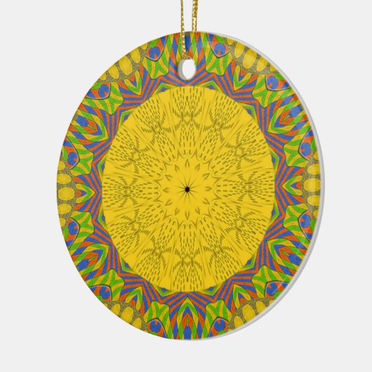 Naadloze gouden sierbloem. keramisch ornament (Links)