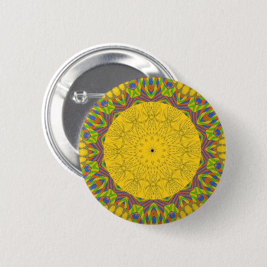 Naadloze gouden sierbloem. ronde button 5,7 cm (Voorkant /achterkant)