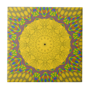 Naadloze gouden sierbloem. tegeltje