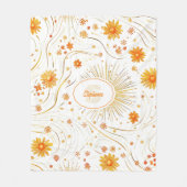 Naadloze Gouden Zon & Stralen - met Abstracte Ster Fleece Deken (Voorkant)