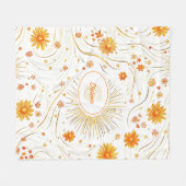 Naadloze Gouden Zon & Stralen - met Abstracte Ster Fleece Deken (Voorkant (Horizontaal))