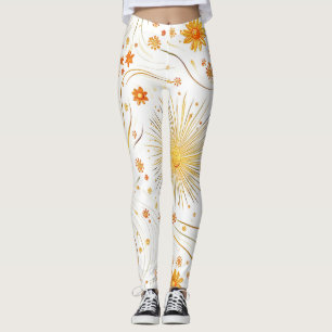 Naadloze Gouden Zon & Stralen - met Abstracte Ster Leggings