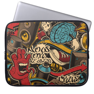 Naadloze Graffiti achtergrond. Kleurrijke naadloze Laptop Sleeve