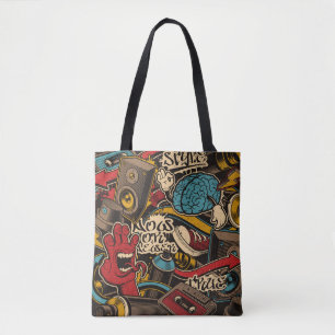 Naadloze Graffiti achtergrond. Kleurrijke naadloze Tote Bag
