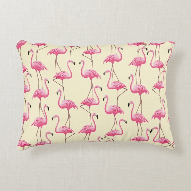  naadloze grafische, realistische flamingvogel accent kussen (Voorkant)