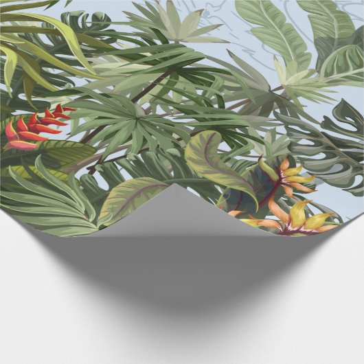 Naadloze grens met oerwouden bomen en bloemen. Vin Cadeaupapier (Hoek)