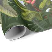 Naadloze grens met oerwouden bomen en bloemen. Vin Cadeaupapier (Rol Hoek)