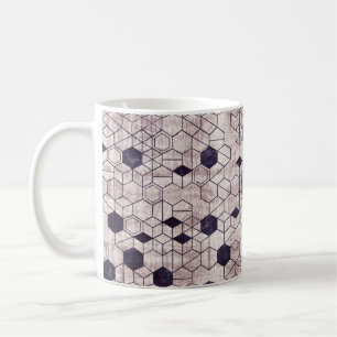 Naadloze grijze hexagonpatroon isometrische geomet koffiemok
