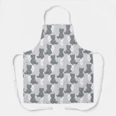 Naadloze grijze teddybeer, roze hart, silhouet schort (Voorkant)