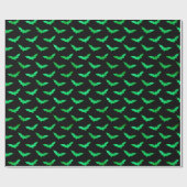 Naadloze groene Folie en zwarte vleermuizen Cadeaupapier (Vlak)