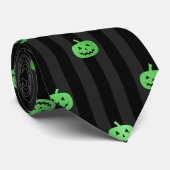 Naadloze groene Folie pompoenen & Stripes Hallowee Stropdas (Opgerold)