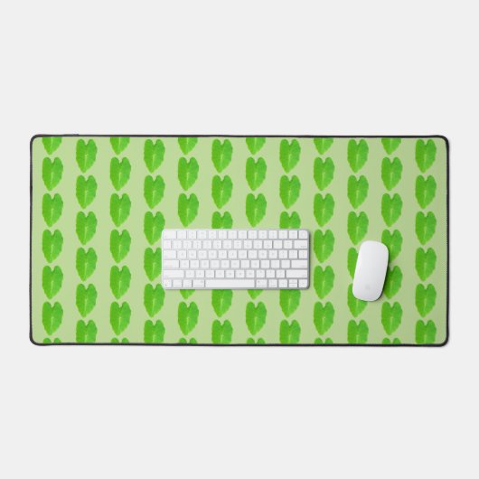 Naadloze Groene Hart Vorm Taro Leaf op Bureau Mat (Keyboard & Muis)