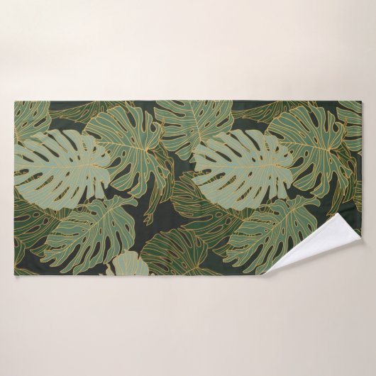 Naadloze groene khaki en goudmonster patroon badhanddoek (Badhanddoek)