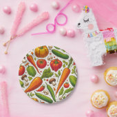 Naadloze groenten patroon papieren bordje (Feest)