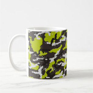 Naadloze grunge camouflage achtergrond. Camouflage Koffiemok