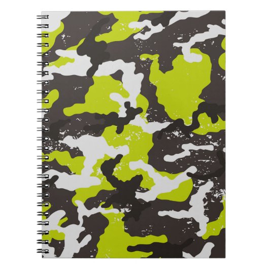 Naadloze grunge camouflage achtergrond. Camouflage Notitieboek (Voorkant)