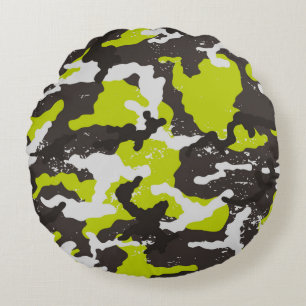 Naadloze grunge camouflage achtergrond. Camouflage Rond Kussen