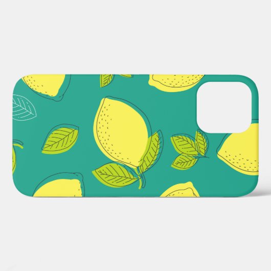 Naadloze handgetekende leemon met lederen patroon Case-Mate iPhone case (Achterkant (horizontaal))