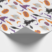 Naadloze heks en bezem inpakpapier met maan (Hoek)