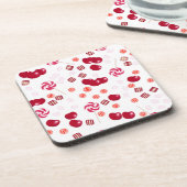 Naadloze heldere Cherry berry snoep lollipopes zoe Bier Onderzetter (Linkerzijde)