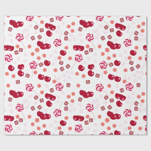 Naadloze heldere Cherry berry snoep lollipopes zoe Cadeaupapier (Vlak)