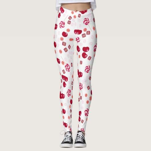 Naadloze heldere Cherry berry snoep lollipopes zoe Leggings (Voorkant)