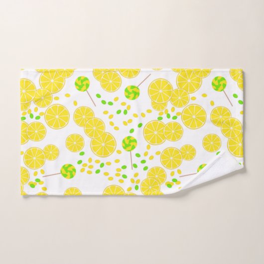 Naadloze heldere citroenmoes snoep lollipops zoet bad handdoek (Handdoek)