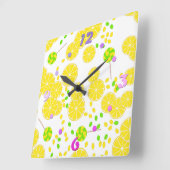 Naadloze heldere citroenmoes snoep lollipops zoet vierkante klok (Hoek)