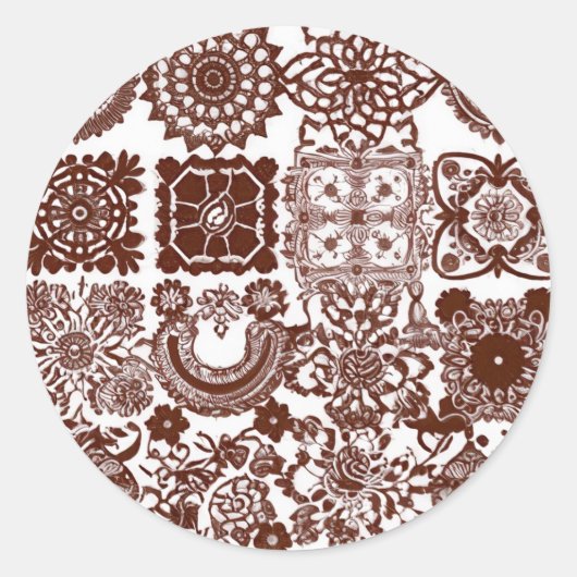 Naadloze Henna Mehndi-ontwerp Ronde Sticker (Voorkant)