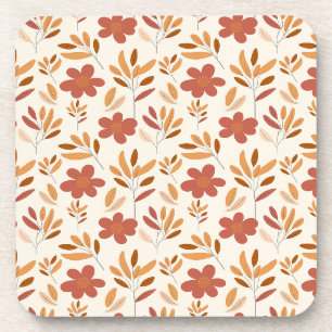 Naadloze Herfst Herfst Bloemenpatroon Bier Onderzetter
