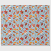 Naadloze Herfst kastanjes en bladeren inpakpapier (Vlak)