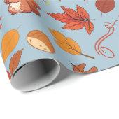 Naadloze Herfst kastanjes en bladeren inpakpapier (Rol Hoek)