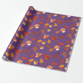 Naadloze Herfst Wrapping Paper: Eekhoorn en blader Cadeaupapier (Uitgerold)