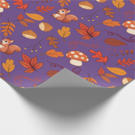 Naadloze Herfst Wrapping Paper: Eekhoorn en blader Cadeaupapier