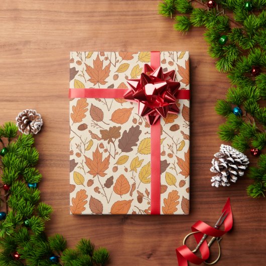 Naadloze herfstbladeren en eikels cadeaupapier (Feestdagen Geschenken)