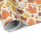 Naadloze herfstbladeren en eikels cadeaupapier (Rol Hoek)