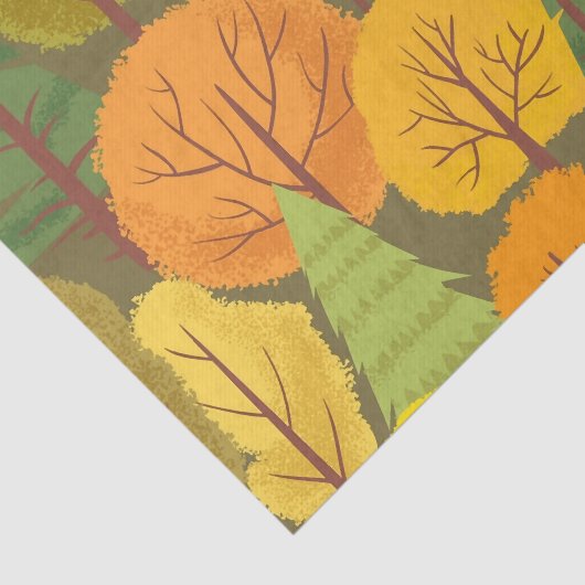 Naadloze herfstbomen patroon kleurig tissuepapier (Detail)