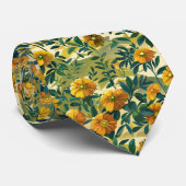 Naadloze herfstflorale afbeelding met goudsbloemen stropdas (Opgerold)