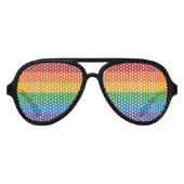 Naadloze herhaling LGBTQ Pride Rainbow Pixel Vlag Aviator Zonnebril (Voorkant)