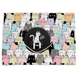 Naadloze illustratie Katten Verjaardag Groot Cadeauzakje