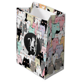 Naadloze illustratie Katten Verjaardag Medium Cadeauzakje