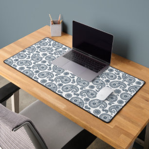 Naadloze Indiase donkerblauwe paisley patroon op w Bureaumat