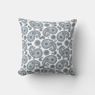 Naadloze Indiase donkerblauwe paisley patroon op w Kussen