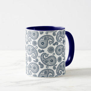 Naadloze Indiase donkerblauwe paisley patroon op w Mok