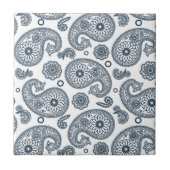Naadloze Indiase donkerblauwe paisley patroon op w Tegeltje (Voorkant)