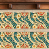 Naadloze Indigo en rode crème organische patronen Tegeltje