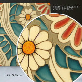 Naadloze Indigo en rode crème organische patronen Tegeltje