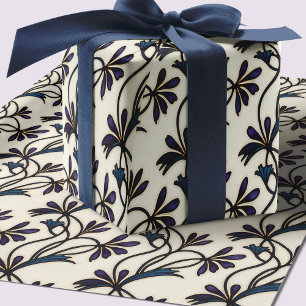Naadloze Indigo Paarse Crocus biologische patronen Cadeaupapier