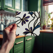 Naadloze Indigo Violet Crocus organische patronen Tegeltje