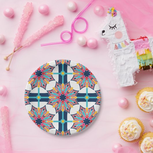 Naadloze islamitische kunst kleurrijk papieren bordje (Feest)